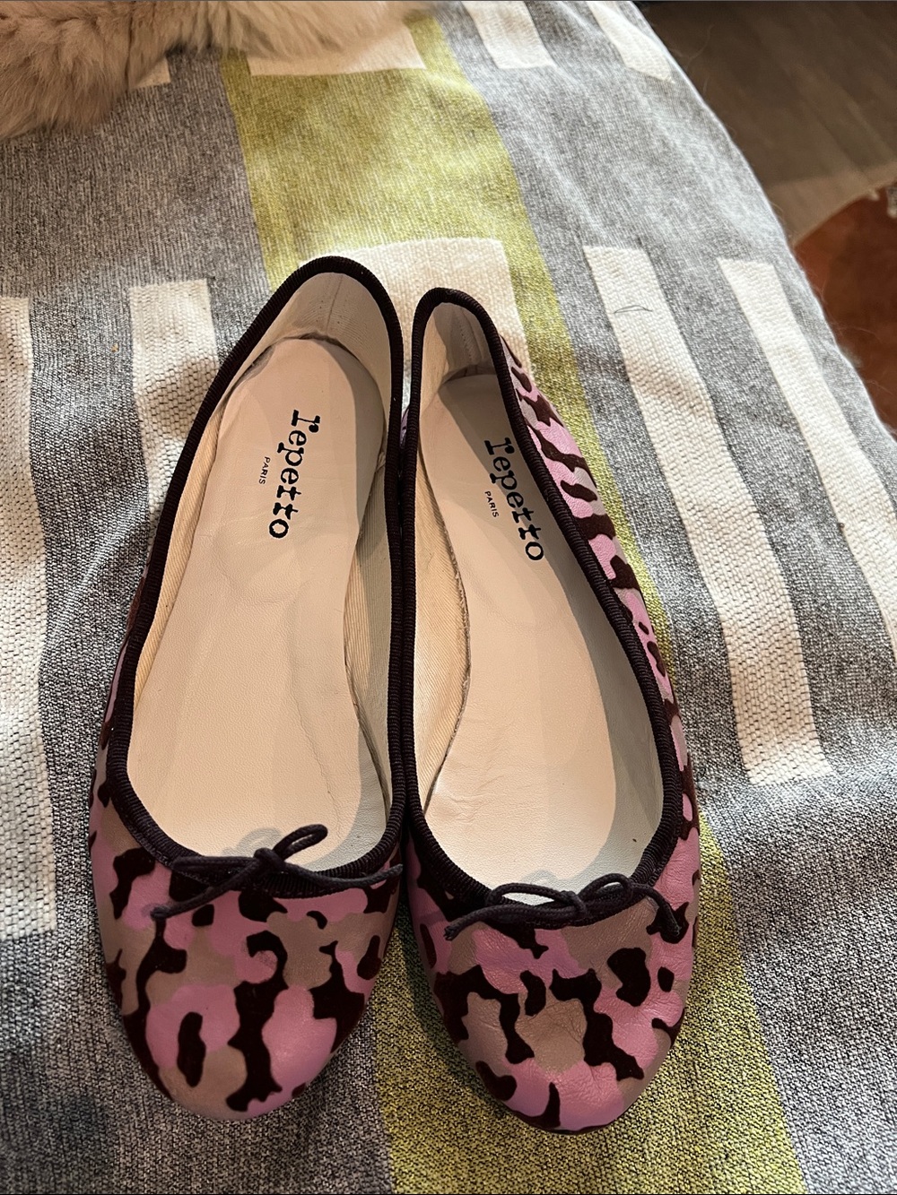 Repetto Pink and Black Camouflage Ballet Flats
